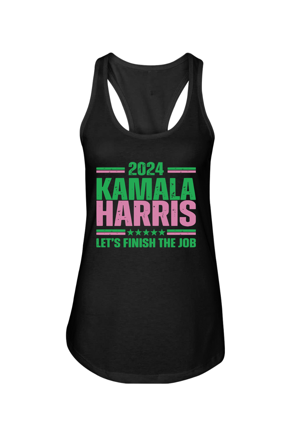 Kamala Harris Lets Finish The Job Ladies Racerback Tank