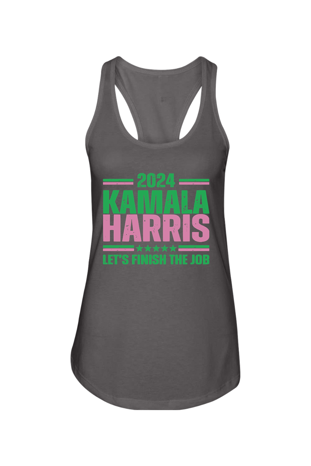 Kamala Harris Lets Finish The Job Ladies Racerback Tank