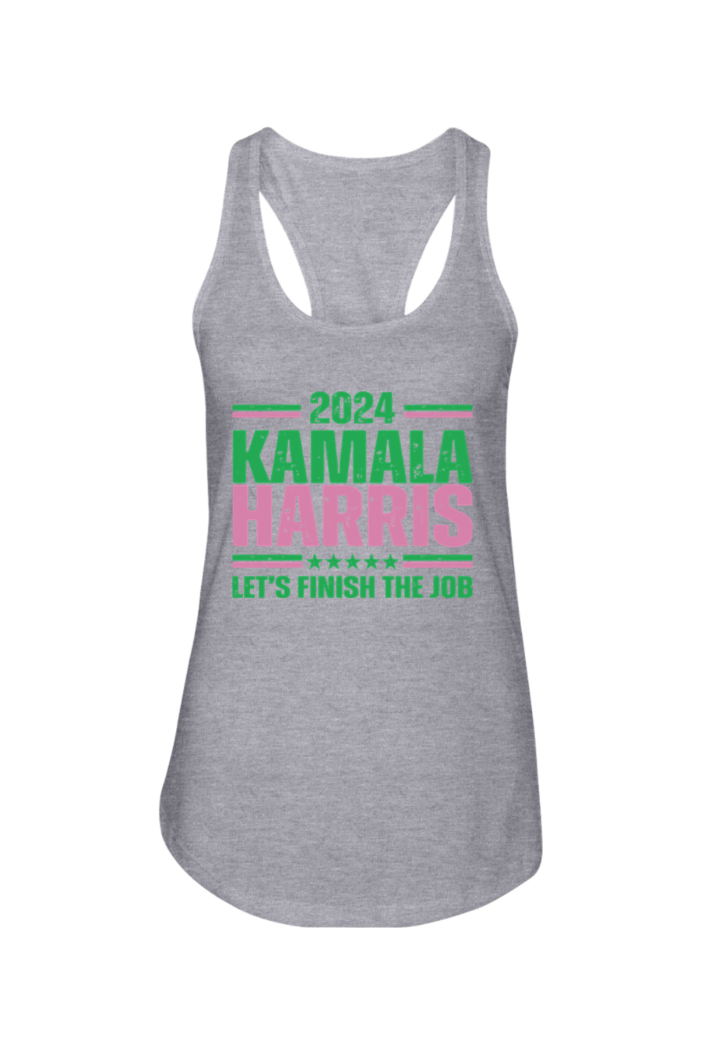 Kamala Harris Lets Finish The Job Ladies Racerback Tank