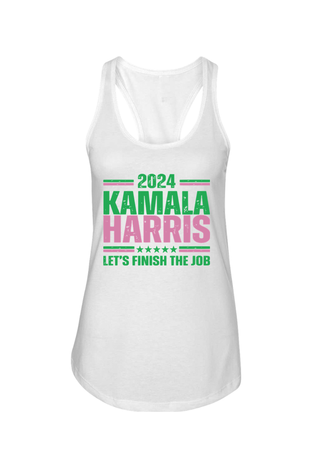 Kamala Harris Lets Finish The Job Ladies Racerback Tank