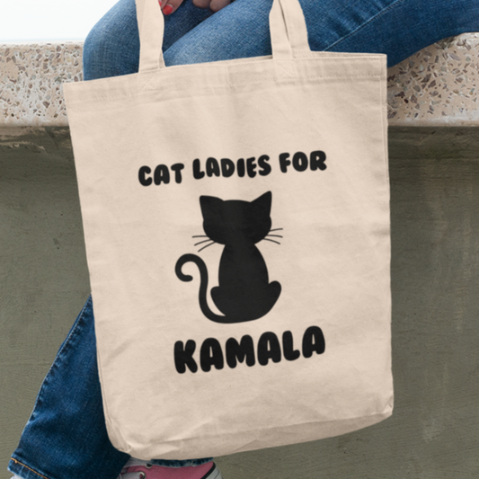 Cat Ladies for Kamala Large Canvas Tote